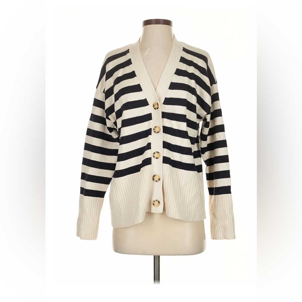 Tuckernuck Navy and Cream Striped Cardigan